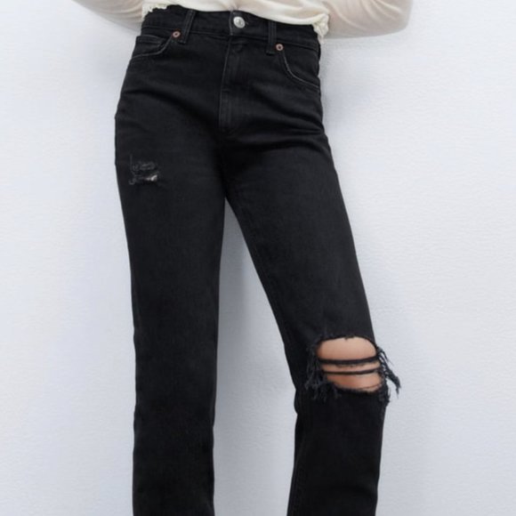 NWT Zara Black High-Rise Ankle Length Slim Jeans In Black Sz:10 - Picture 6 of 16